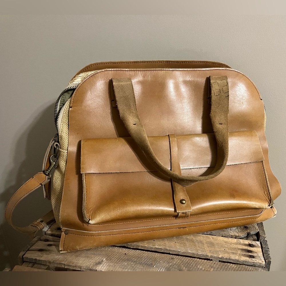 Tan Leather Tote Bag